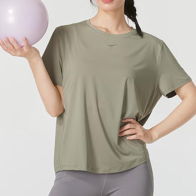 Nike Comfortable Soft Breathable Round Neck Short Sleeve Drop Shoulder T-Shirt Women T-Shirts Khaki FN2799320