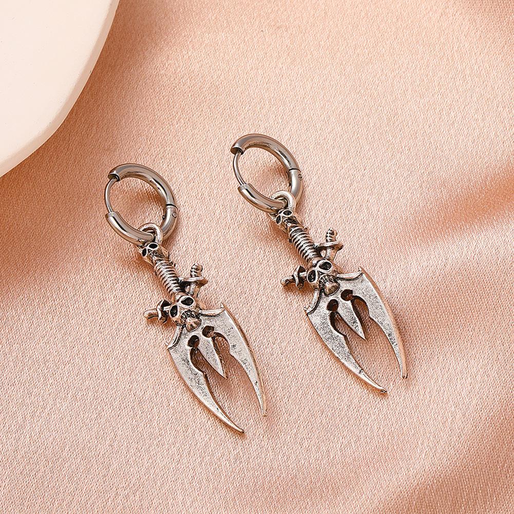 Retro Skull Hoop Earrings Gothic Hypoallergenic Fashion Charm Couple Circle Earrings Halloween Gifts