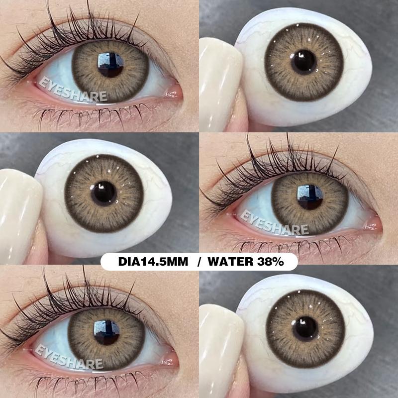 Eyeshare 1 Pair Miki Brown Contact Lenses Colored Lens Soft Contacts With Case Yearly Makeup