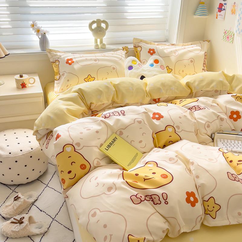Class A Mother & Baby Fresh Style 4-Piece Brushed Skin-Friendly Washed Cotton Bedding Set
