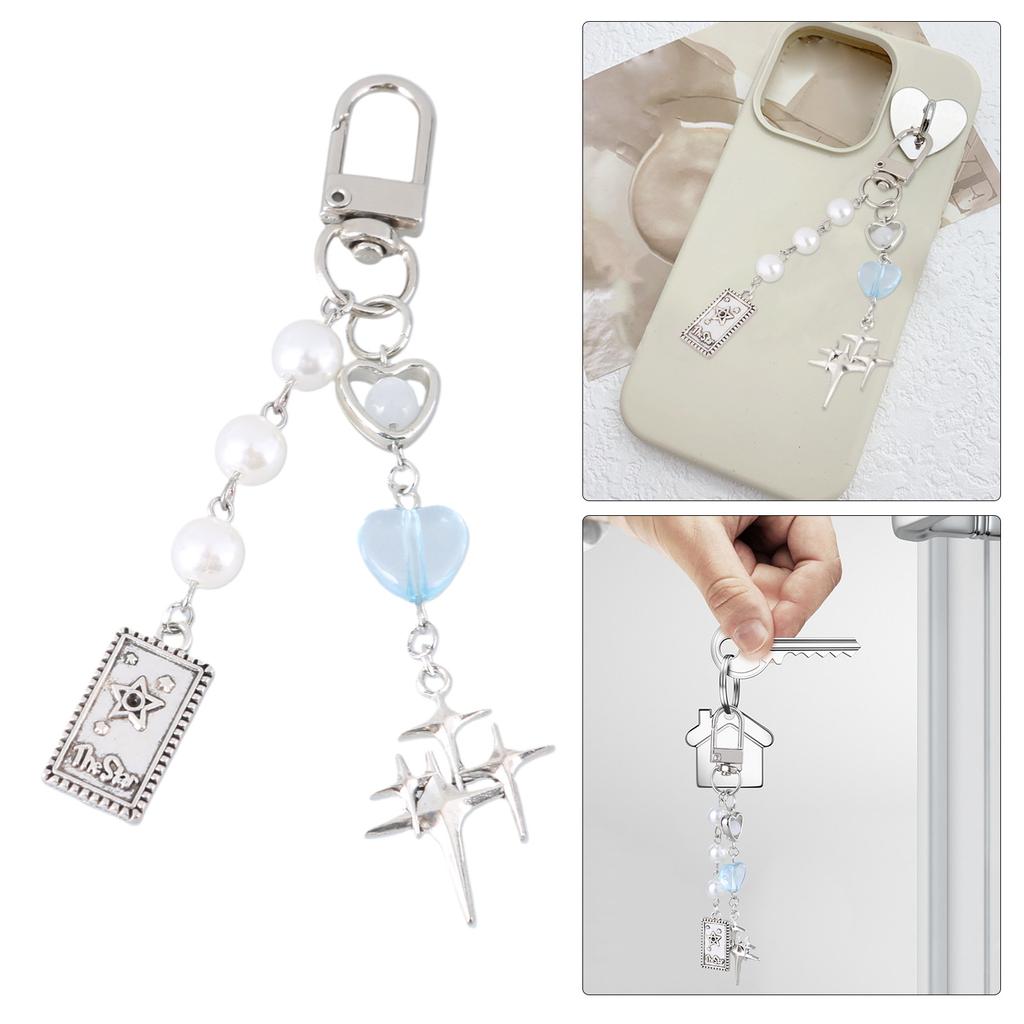 Charming Heart And Star Keychain Accessory Trendy Heart Star Bag Charm Keychain Personalized Keyrings Pendant for Women