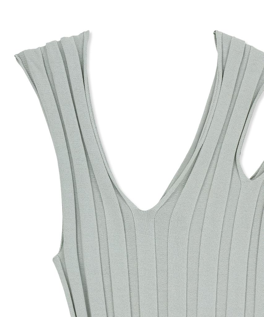 Mattengkim Cut Out Sleeveless Knit Top In Light Gray