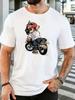 Unisex Short Sleeve T Shirt Bulldog Motorcycle Graphic Tee Animal Biker Tops Summer Soft Cotton Casual Street Wear For Adult Male