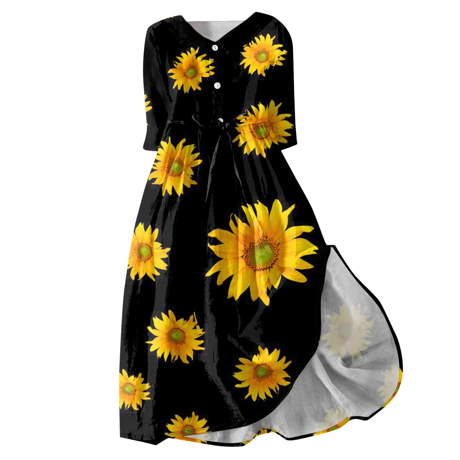 

Женская мода повседневное платье с воротником на лацканах и пуговицами с рукавами 3/4 S