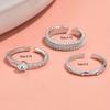 3pc Korea Fashion Mixed Minimalist Ring Set Geometric Round Metal  Open Rings Zircon For Women