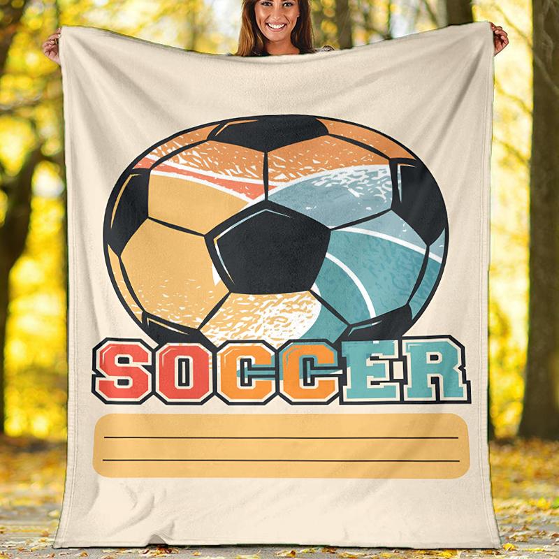 Soccer Theme Printed Blanket - Perfect for Couch, Bed, Travel & Outdoor Use | Machine Washable, Cozy & Durable.