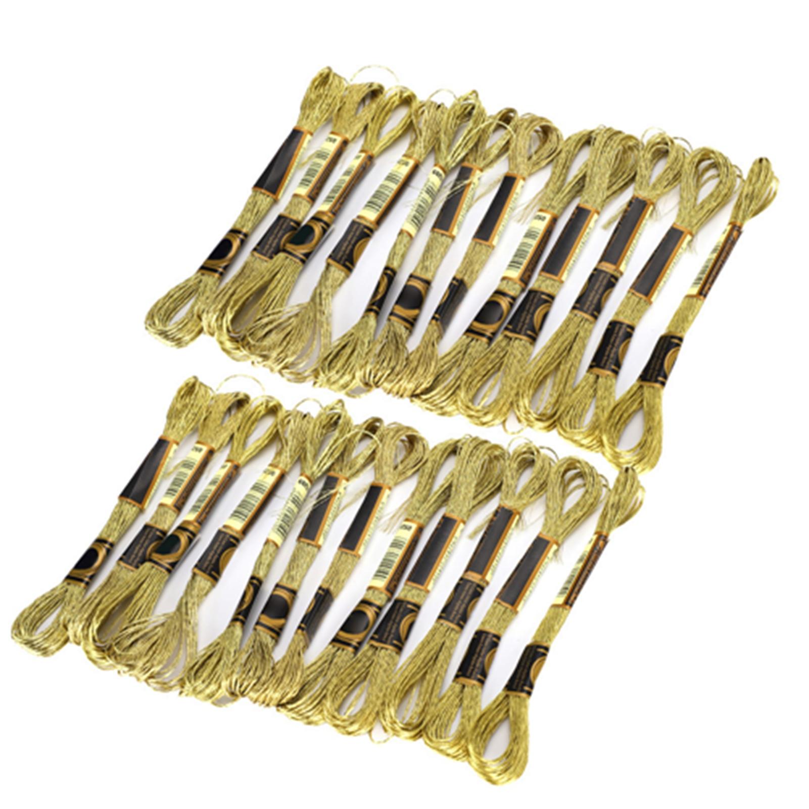 

24 шт. ниток для вышивки крестом светло-золотистого цвета, глянцевые плетеные мулине ручной работы, хлопковые мотки