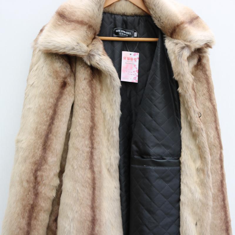 

Autumn and winter new men s fur jacket imitation mink coat slim and thin medium and long trench coat European and American large size S коричневий