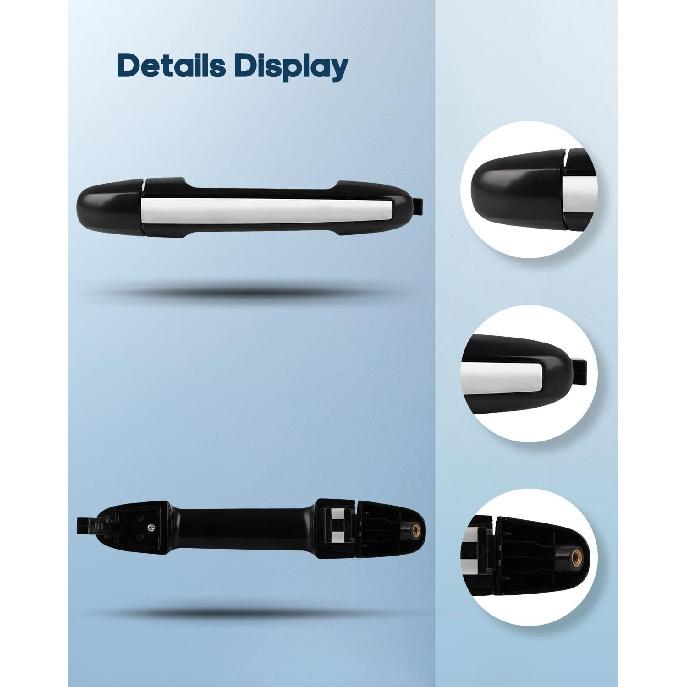 ECCPP Exterior Black Lever w/Chrome Door Handle Front Replacement for 2006-2010 for Hyundai for Sonata | Replaces 826513K500, 826523K020,79823