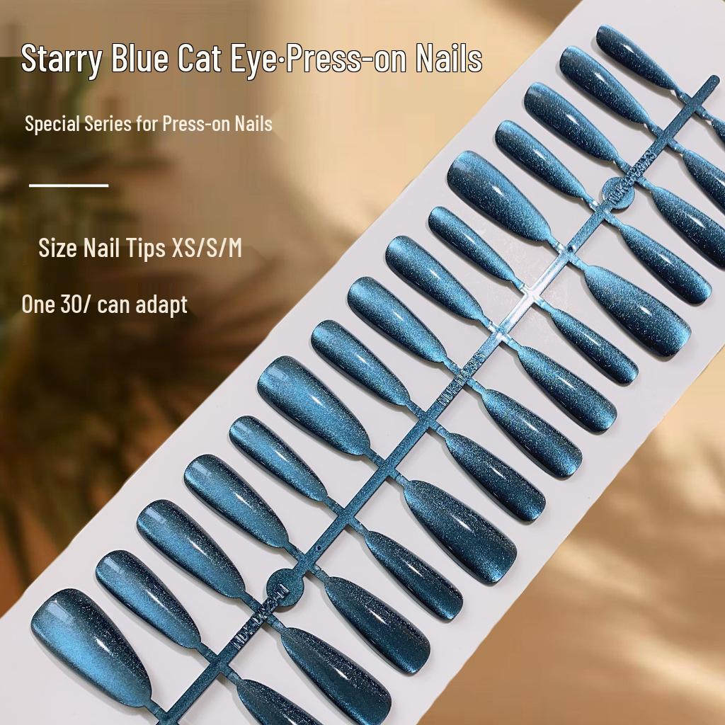 

Набор съемных накладных ногтей «Звездное небо» синий «кошачий глаз» с блеском