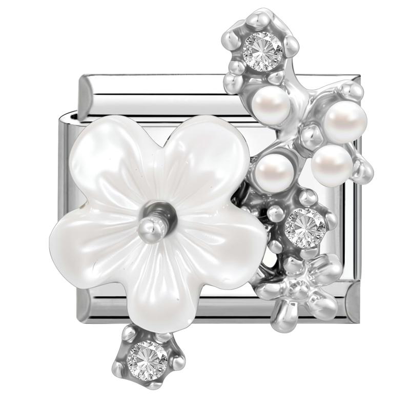 Fashion Cherry Flower Heart Star Dreamy Shiny Zircon Y2K Italian Charm Links Fit 9mm Bracelet Stainless Steel DIY Making Jewelry