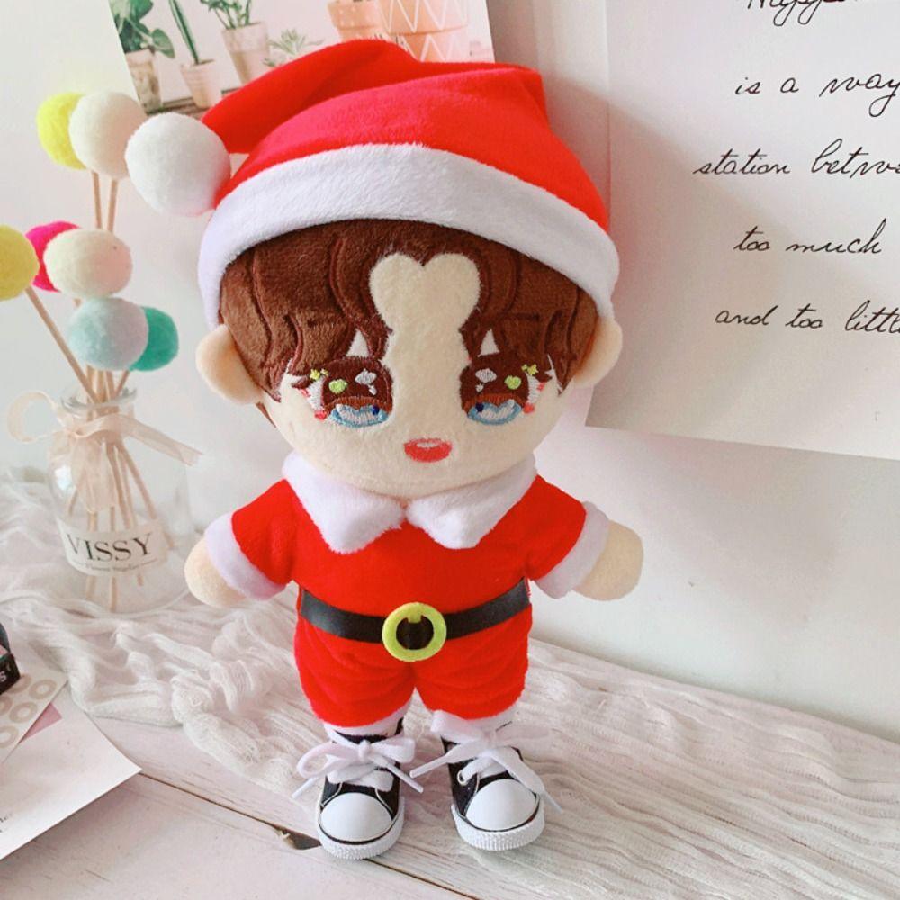 Plush Stuffed Santa Claus Cotton Doll Dress Reindeer Xmas Cotton Doll‘s Clothes  Playing House