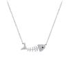 New Fashion Creative Popular 925 Sterling Silver Jewelry Personality Fish Bones Crystal Clavicle Chain Pendant Necklaces XL1431