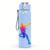 1PC Tennis Player Splash Silhouette 750ml Color Plastic Water Bottle Leakproof Flip Straw Lid For Sports Office Home Use