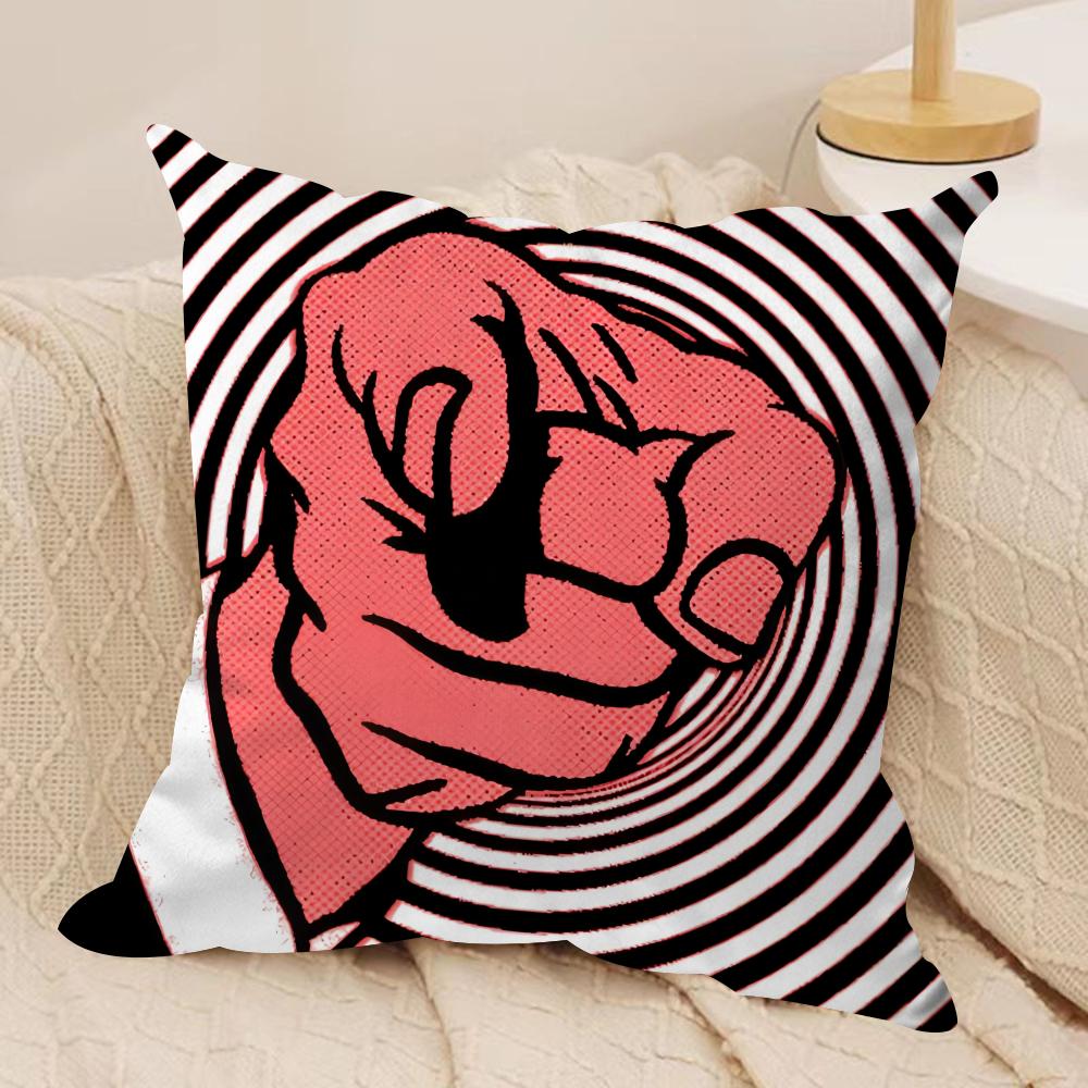 Aesthetic Art J-Jean-Jullien Cushion Cover Silky Short Plush Invisible Zipper Dustproof Sofa Pillow Case For Home Decor