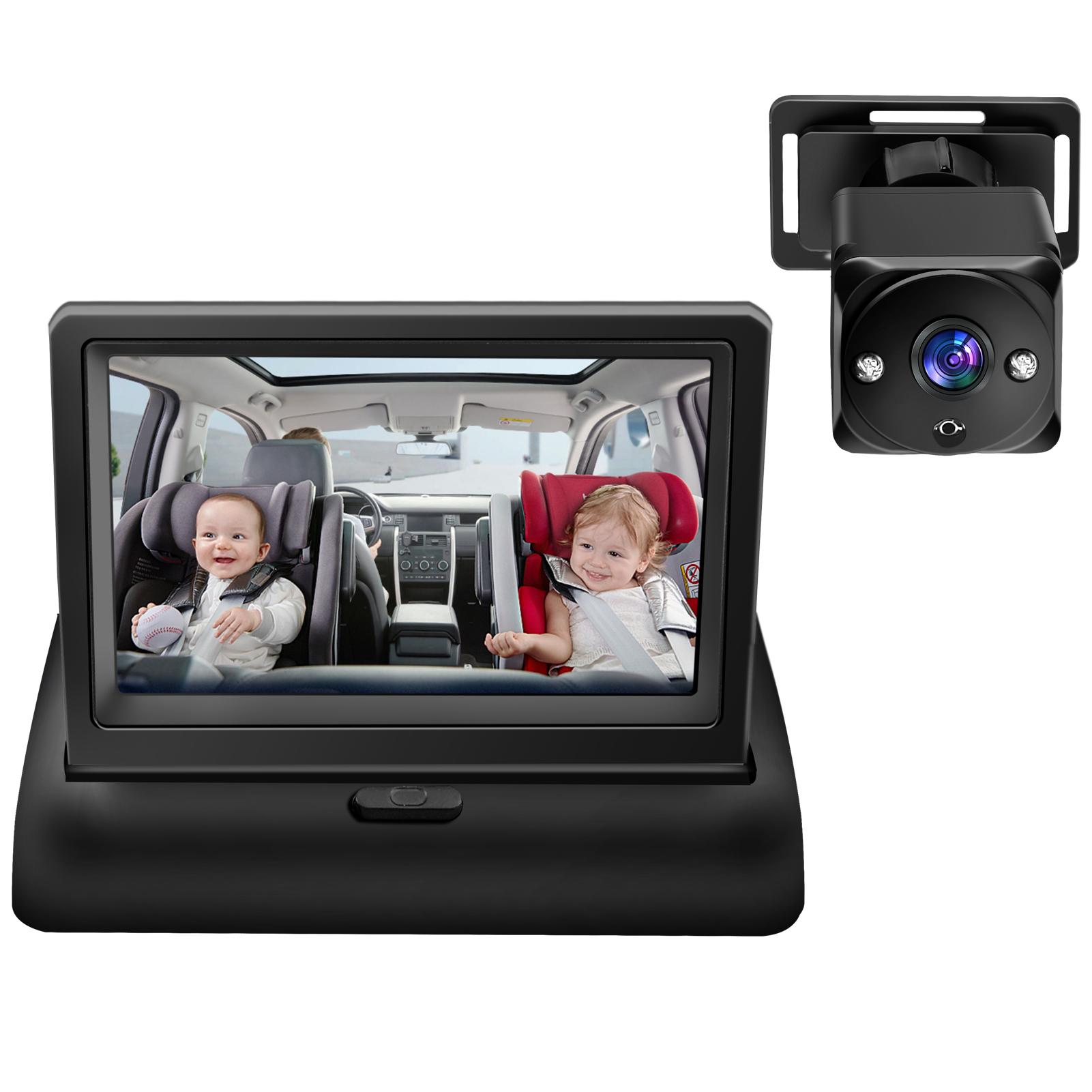 

1080P Baby Car Camera, 4.3 Baby Monitor with Night Vision Function and 150 degrees Wide View, 360 degrees Rotation чёрный