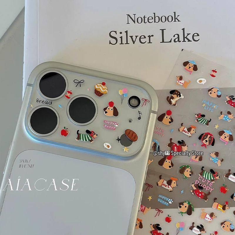 Sausage Dog 3D Embossed Nail Stickers: Cute Puppy Cartoon for DIY Crafts & Journals