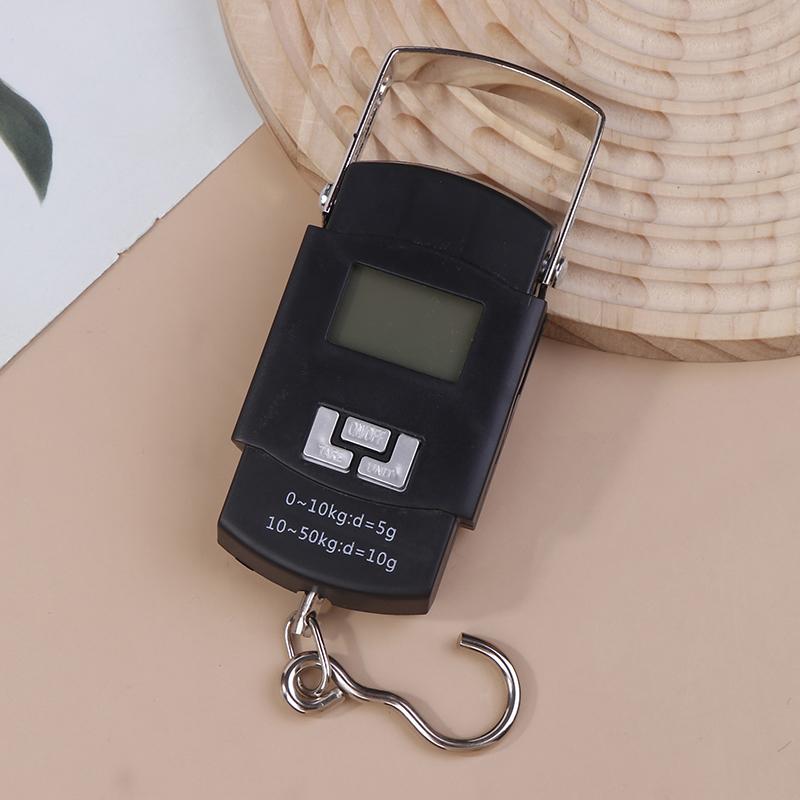 1Pc Black 50Kg Portable Electronic Portable Luggage Scale Lcd Digital Display Screen Express Delivery Scale Hook Mini Scale