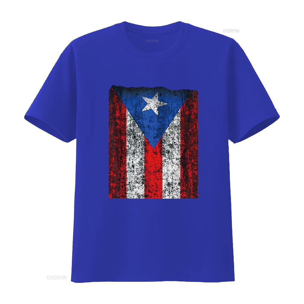 Womens Vintage Flag of Puerto Rico T Shirt Distressed vintage Washed Stretched Unisex Versatile Casual Top For Everyday Wear