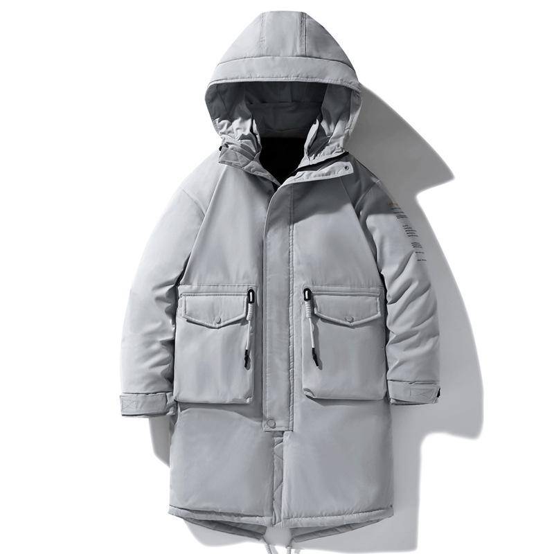 Winter down jacket men's Hong Kong style Korean version trend couple mid-length thickened workwear versatile youth winter jacket