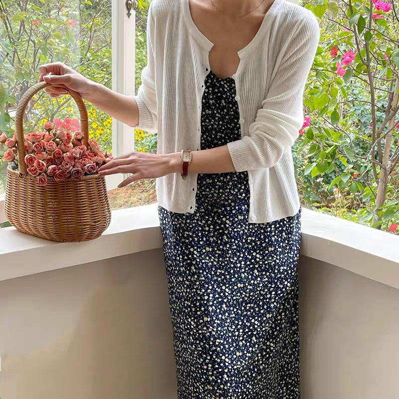 2024 Summer Chic Women's Long Sleeve Knitted Cardigan Short Shawl Sunscreen Outerwear
