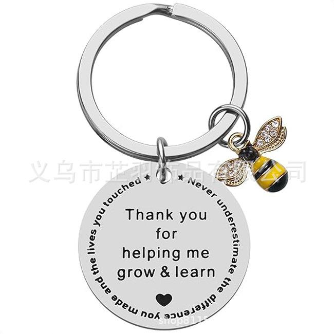 Dankbaar Cadeau Roestvrij Staal Sleutelhanger Kleine Bij Hanger Afstudeercadeau voor Leraren Bedankcadeau Sleutelhanger voor Rugzak Tas Hanger