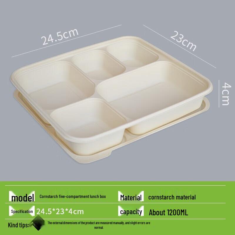 Churong Disposable Corn Starch 5-Compartment Meal Box