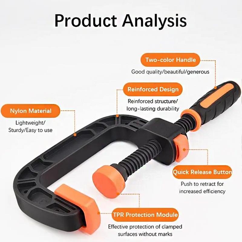 2/3inch Quick Release Plastic G Type Strong Clamp Woodwork Quick Release Grip G Clipping  Engineering Plastic Clip Hand Tools