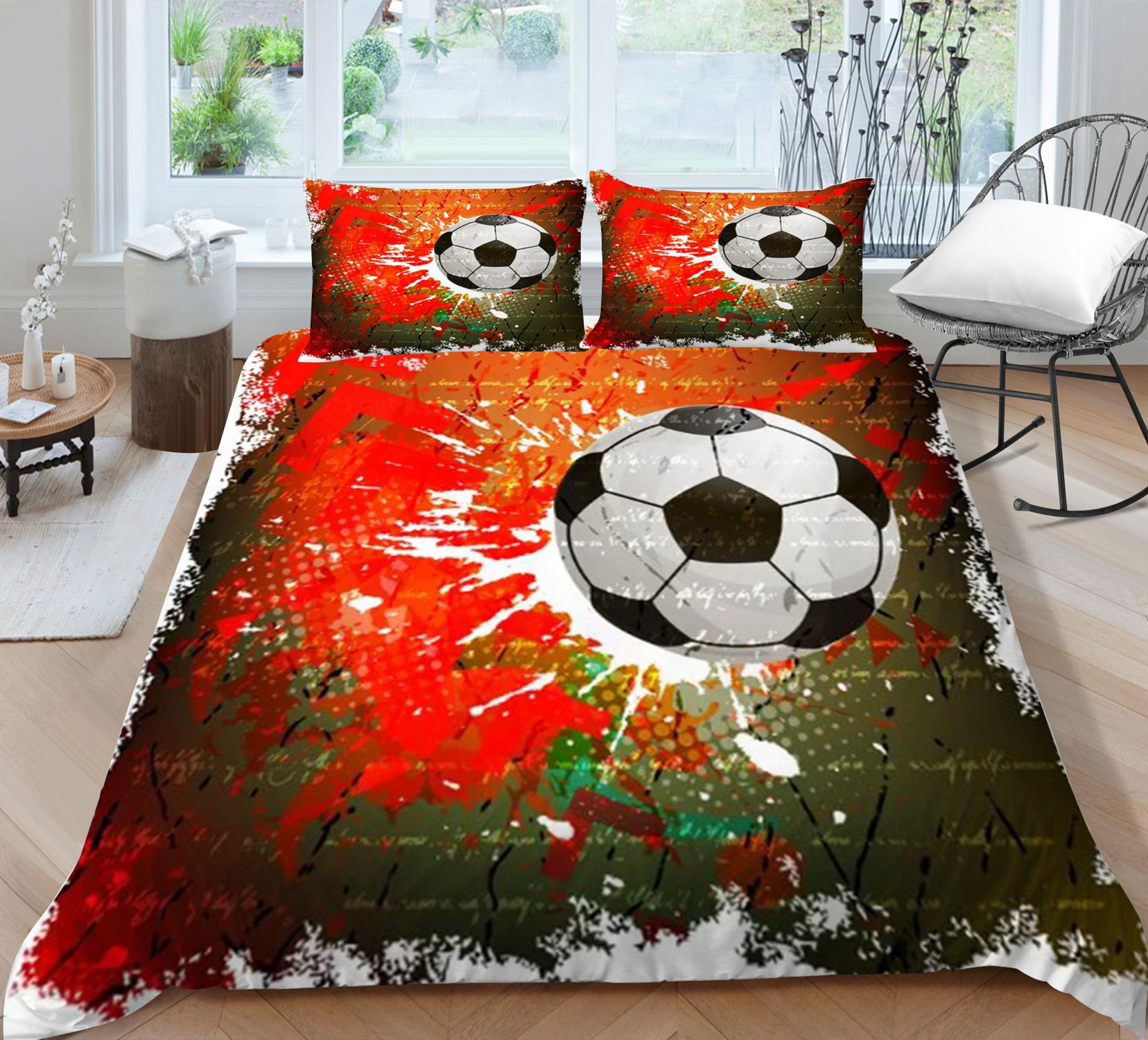

Домашний комплект постельного белья с 3D пейзажем и футболом, комплект пододеяльников, мягкий, высококачественный, для спальни, удобный, мягкий из микрофибры Single 135x200cm