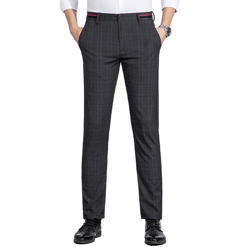 MONTAGUT Elegant Striped Casual Trousers with Splicing Detail
