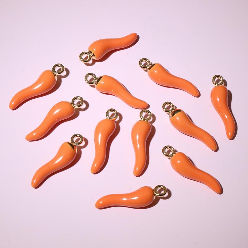 20pcs 19x5.5mm Enamel Chili Pepper Charms Pendant Multi Colors For DIY Jewelry Making Earrings Keychain Pendants Craft Findings