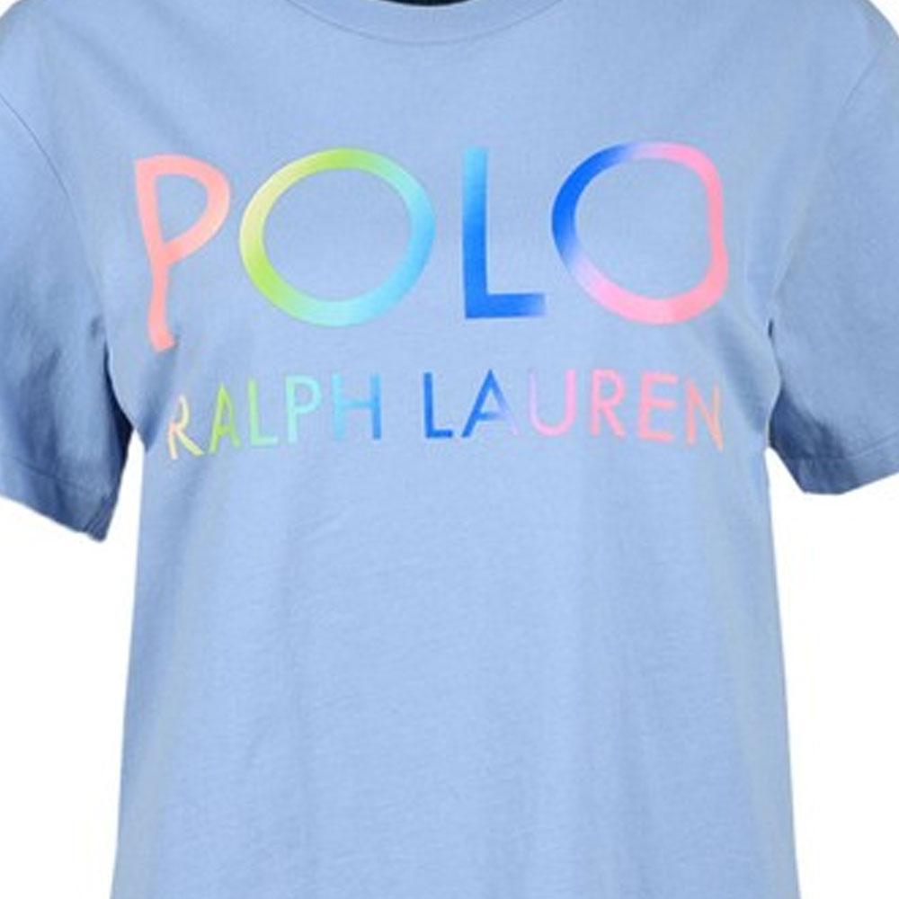 Polo Ralph Lauren Logo Print Round Neck Short Sleeve T-Shirt Women T-Shirts Blue 211838144-002