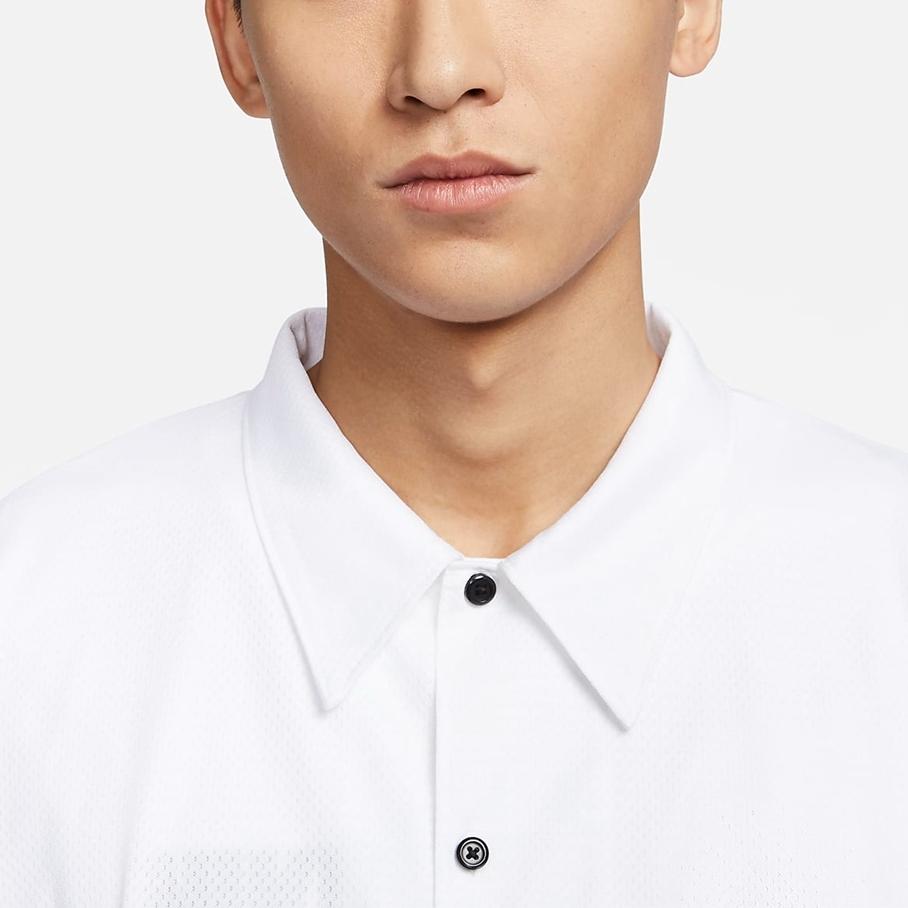 Nike Quick-Dry Short-Sleeve Basketball Shirt Men Tops White Black FN2876-100