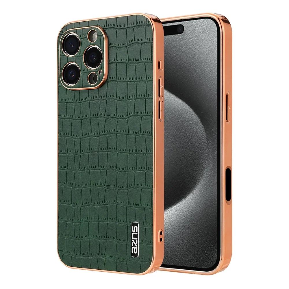Plating Bumper Full Protected Leather Case for Samsung Galaxy S26 S25 Ultra Edge S24 S23 S22 Plus S21 FE A17 A37 A57 Phone Cover