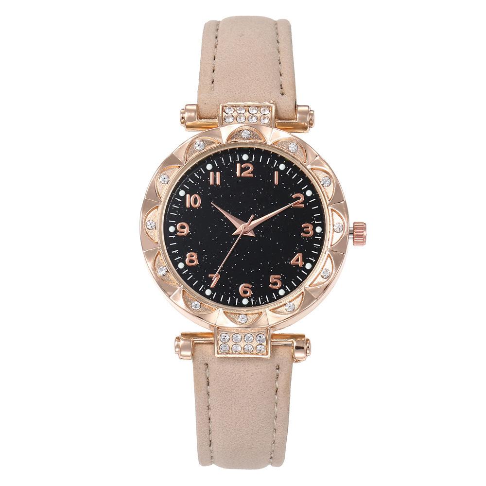 Fashion Casual Ladies Quartz Watch Deluxe Rhinestone Flower Disc Watch Peach Heart Bracelet