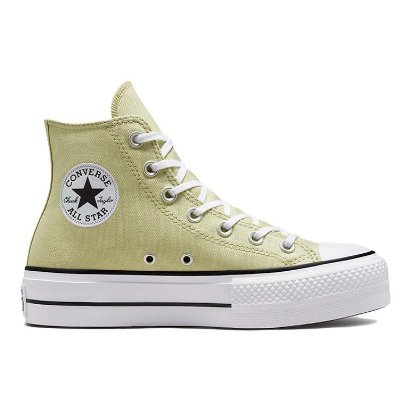 Converse Chuck Taylor All Star Lift Trend Lightweight Abrasion Resistant High Top Espadrilles Women's Green & White