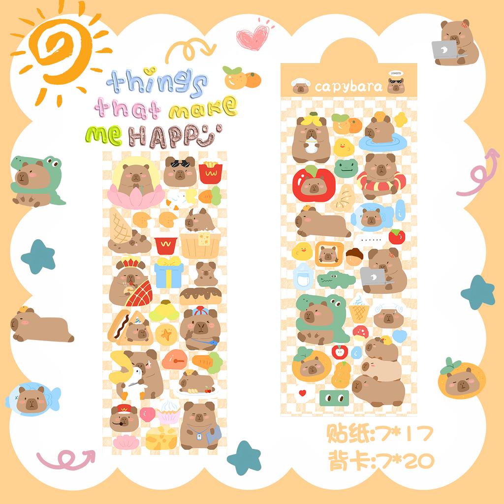 Cute Cartoon Kapibala Stickers Ins Korean Guben Hand Account DIY Decoration Stickers Creative Stickers