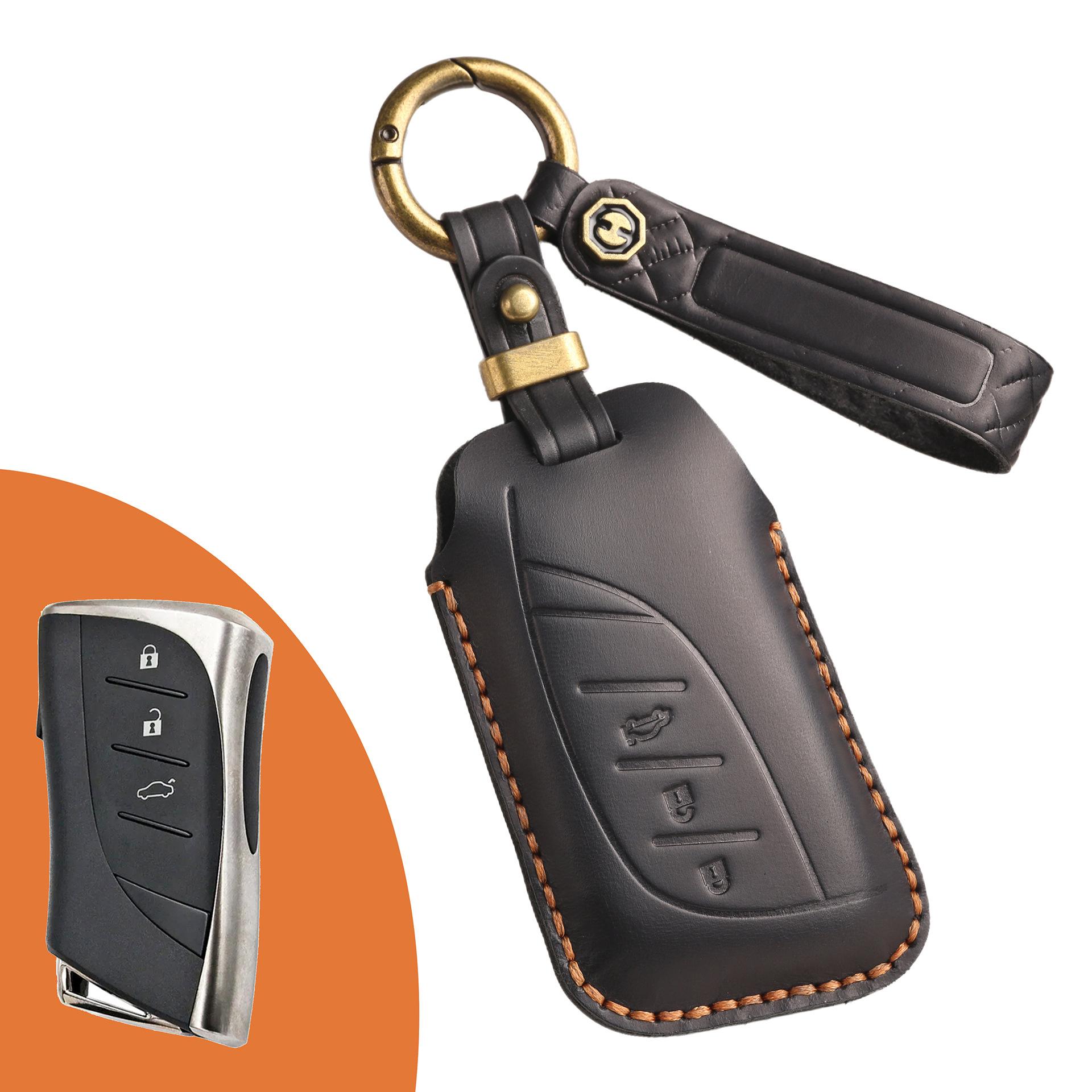 

Новый ретро чехол для ключа для Lexus Lexus кожаный чехол для ключа ручной работы кольцо чёрный