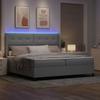 LED Boxspring Bed with Headboard Light Gray 200 x 200 cm Fabric