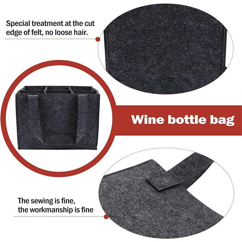 Suitable for Weddings Travel Picnics 6 Bottles of Wine Bags with Compartments Portable Felt Wine Bottle Handbag with Handle Reusable Champagne Bags