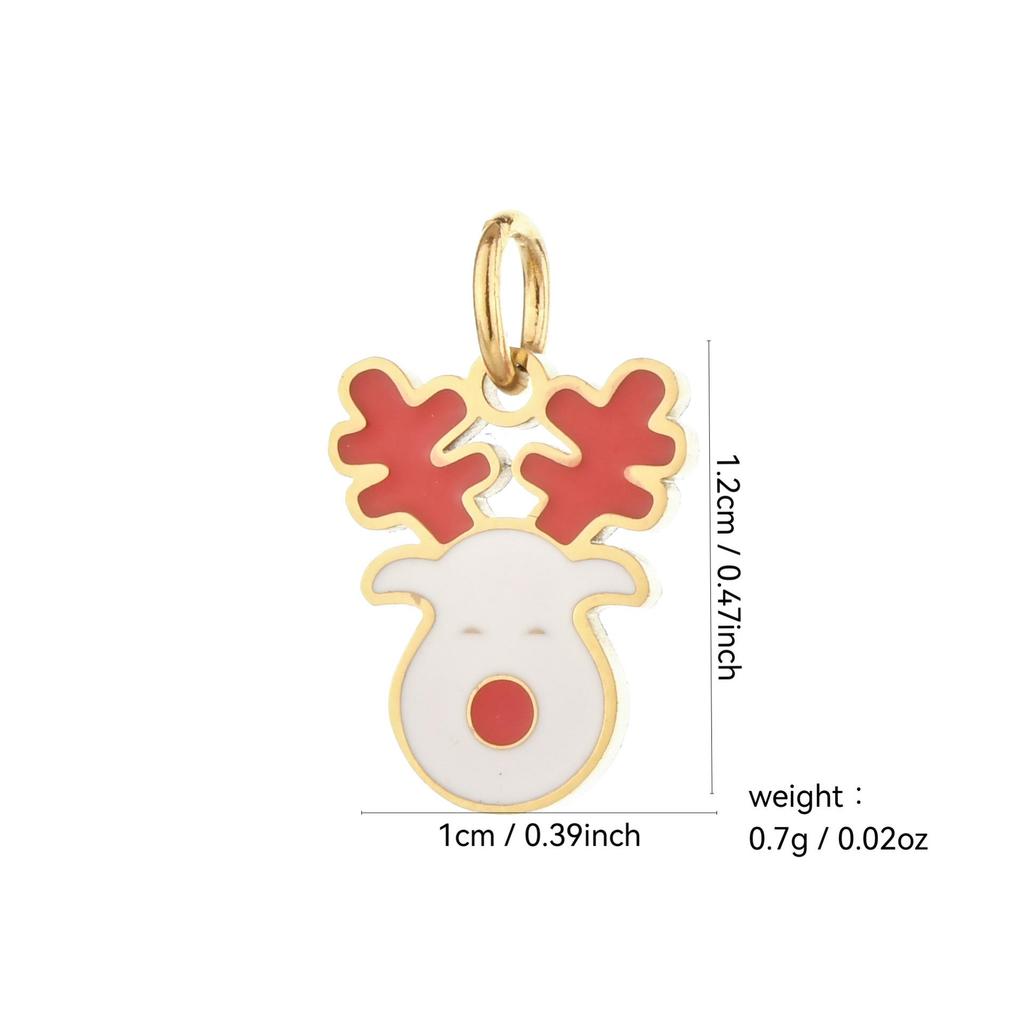 Weihnachts-Schlüsselanhänger aus Edelstahl mit Anhängern von Weihnachtsmann, Schneemann, Glocke und Elch