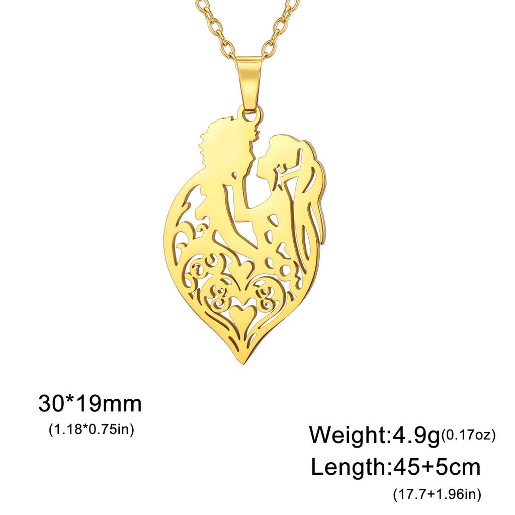 Heart Necklace Holding face Couple Pendant Women Men Neck Chain Stainless Steel Jewelry Lover Valentine's Day Christmas Gifts
