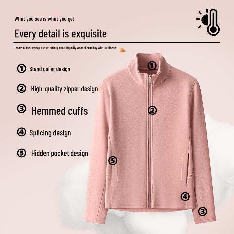 Clearance: German Fleece Velvet-Lined Stand Collar Jacket, 450g, Warm for Autumn/Winter