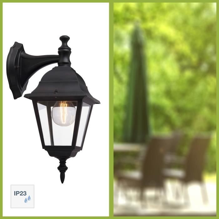 Nedåtriktad utomhusvägglampa BRILLIANT NEWPORT - metallsvart/glas E27 1x60W