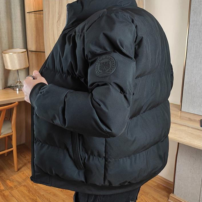Men's Down Jacket Thickened and Warm Cotton Jacket for Autumn and Winter Pure Color Loose Down Jacket