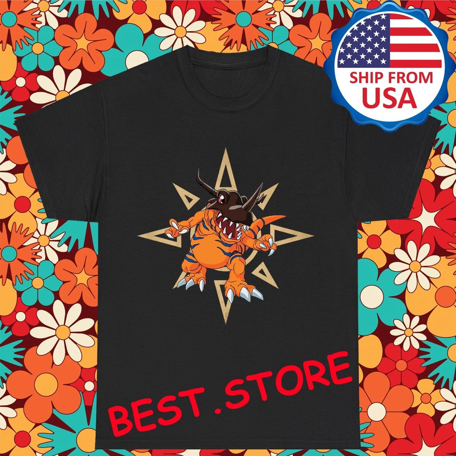 Greymon Crest Digimon Anime Cartoon Men s Black Size S-5XL 3XL
