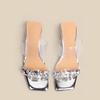 2025 Summer New Crystal Transparent Flip-Flops Diamond Slippers Women Wear Thick Fashion High Heels