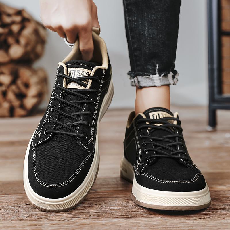 

Модные парусиновые новые рабочие туфли на платформе, зимние повседневные универсальные спортивные туфли 2024 года, черные туфли для доски, мужская обувь 44 чёрный