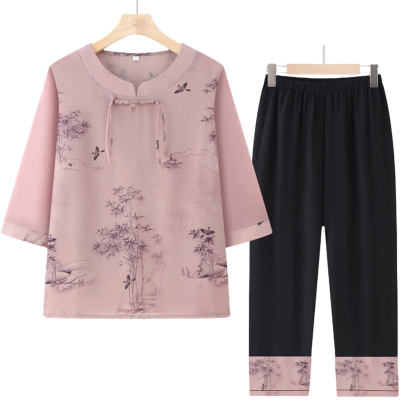 Ältere Mode Sommerkleidung Damen Sommer Bequemer Atmungsaktiver Anzug Strickjacke