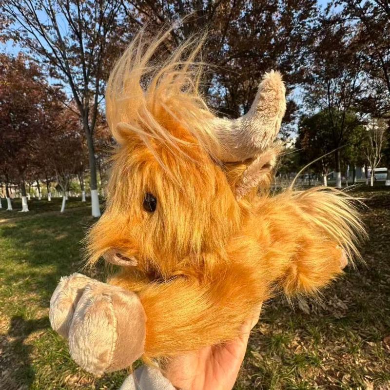 Soft Simulation Highland Cow Plush Toy Super Fun Highland Cattle Animal Plushie Doll Kawaii Christmas Gifts Toy Home Room Decor